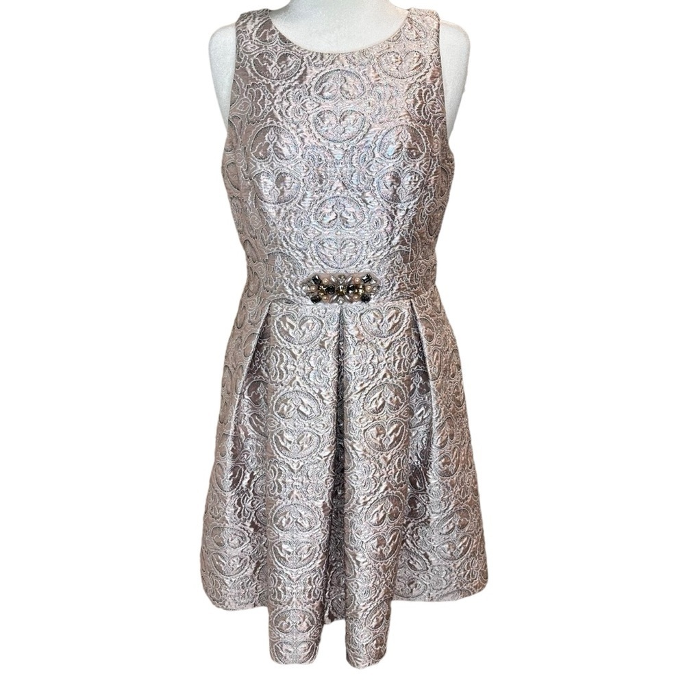 Eliza J Pleated Brocade Cocktail Dress Size 14
